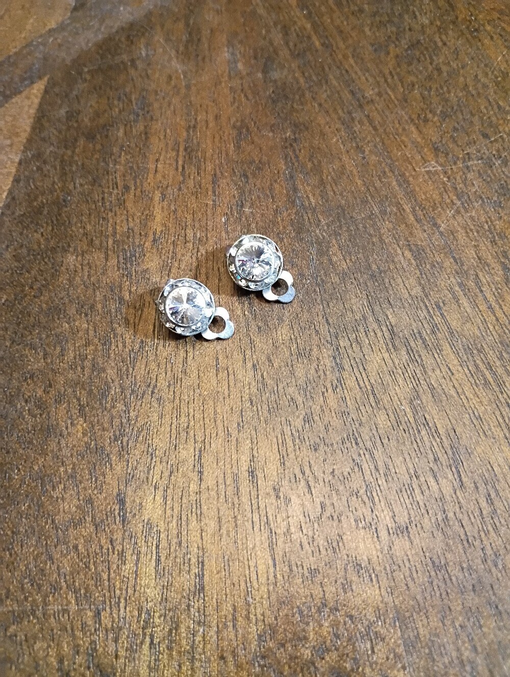 Vintage Silver Tone CZ Halo Clip-On Earrings Clear Rhinestone Costume Jewelry